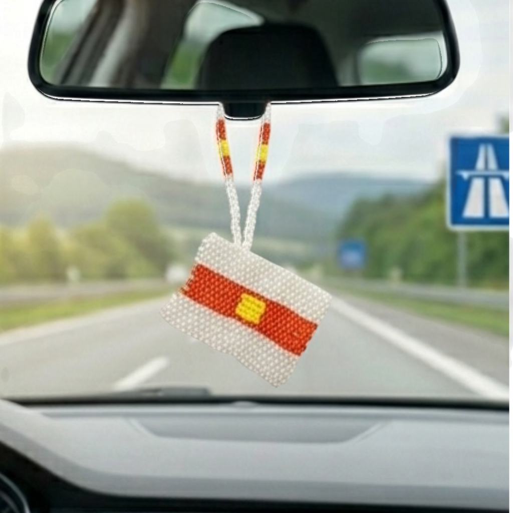 Ezidxan Flaggen-Anhänger aus Perlen – Handarbeit für Auto & Tasche