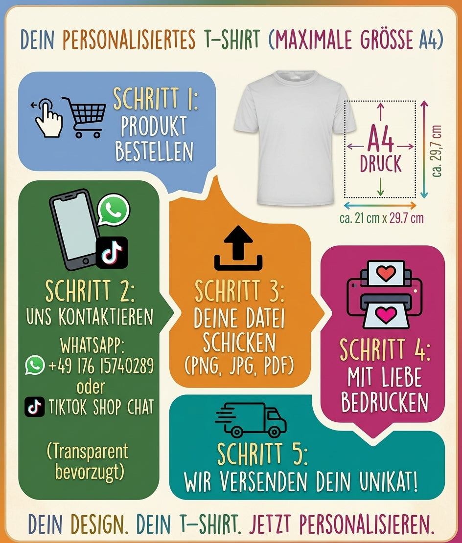 Personalisiertes T-Shirt – Eigenes Design & Logo hochladen (Max. A4)