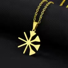 Halskette 45cm mit dem Ezidi-Symbol in Goldfarbe, ezidi-Amulett-Anhänger für Frauen und Männer, ethnischer Schmuck, Geschenk