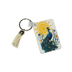 Doppelseitig Bedruckter Schlüsselanhänger mit Pfau-Design