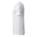 Milan Geschenk e.K. white polyester men's sports t-shirt with raglan sleeves and grey contrast stitching.